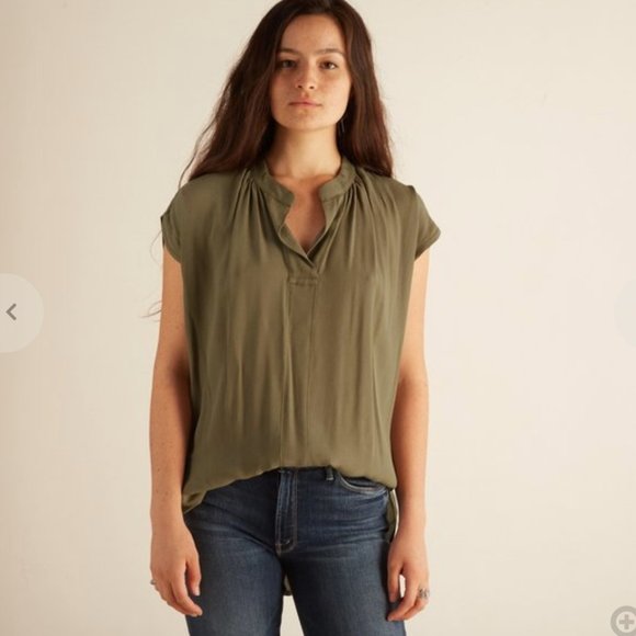 Anthropologie The Odells Classic Tunic Top - Olive Green - Size Medium - Picture 2 of 4
